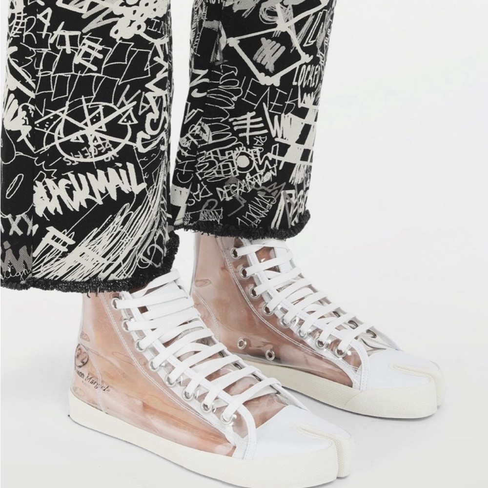 MAISON MARGIELA Tabi Leather-trimmed Pvc Split-toe Sneakers In Clear - Picture 13 of 13